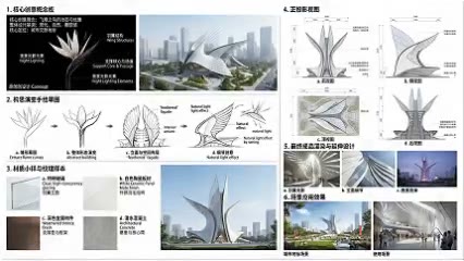 從多張靈感參考快速組織完整的建築創意提案 · 官方輸出範例